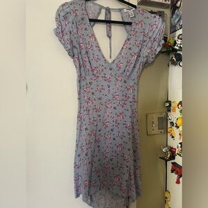 RSQ blue Floral Midi Dress with back cut out